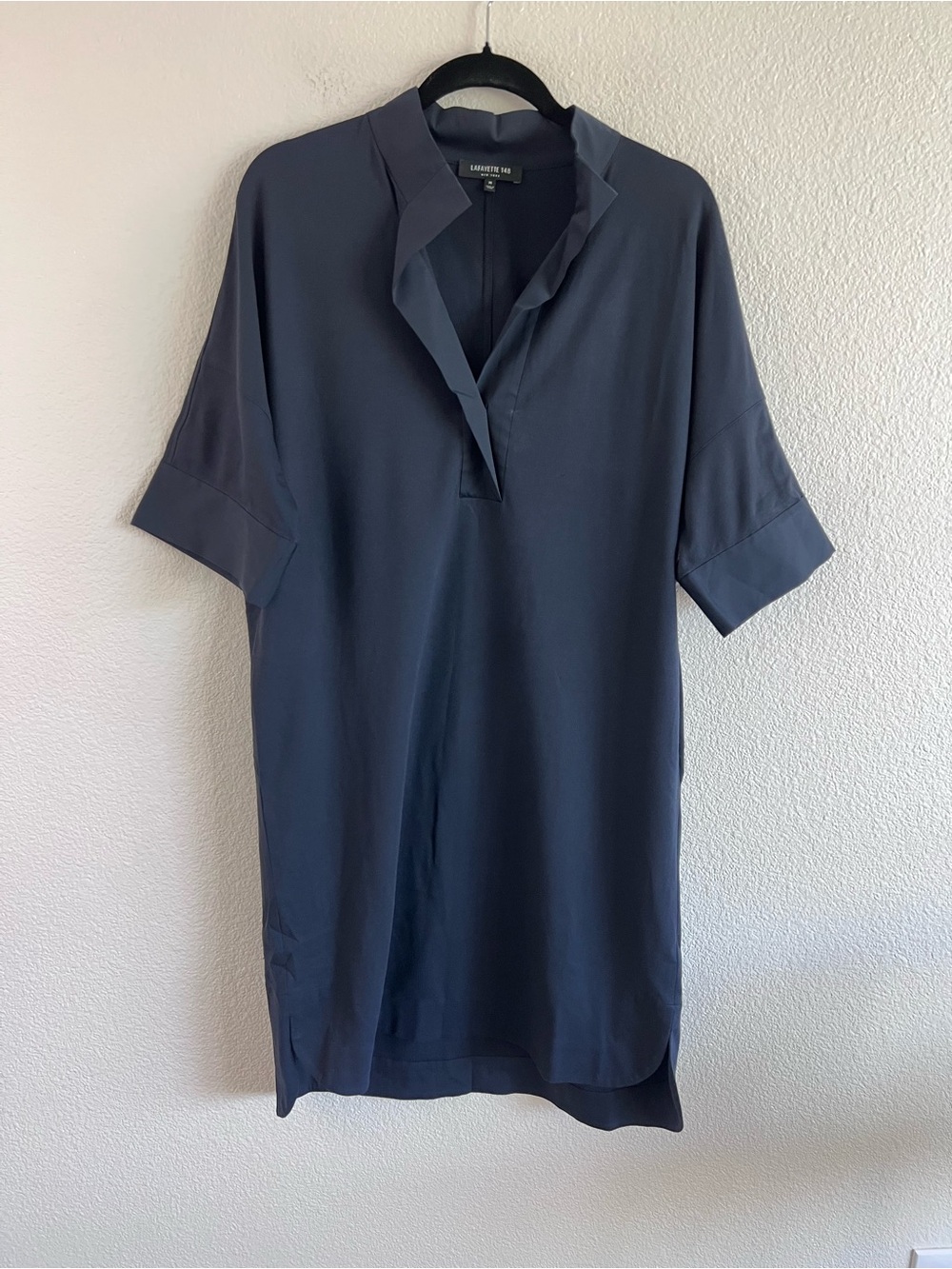 Lafayette 148 New York Popover Tunic Dress Shift Navy Medium